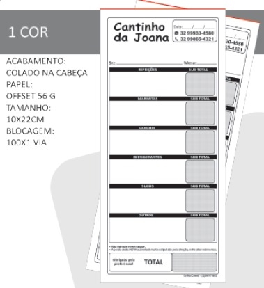 Bloco de Comanda 10 x 22 cm