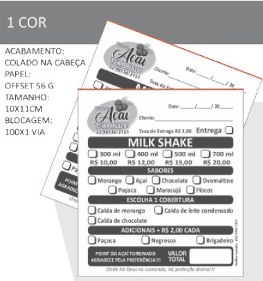 Bloco de Comanda 10 x 11 cm